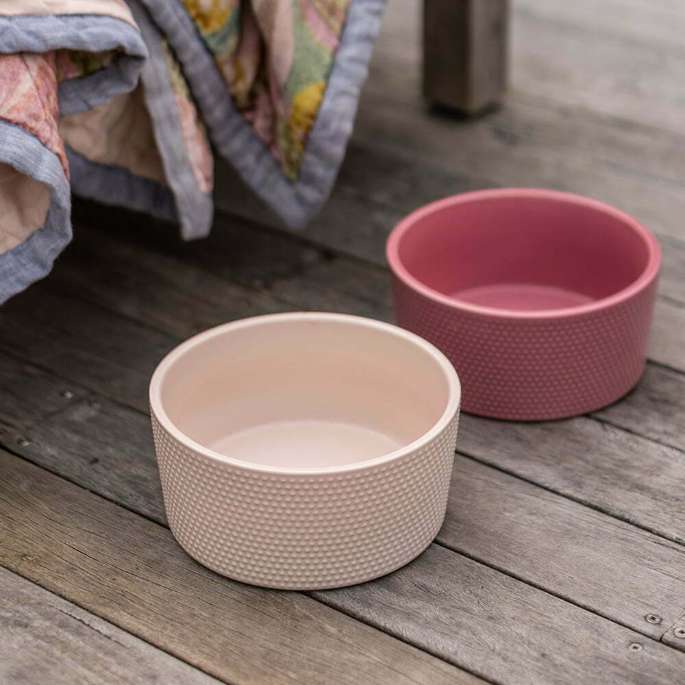 Hobnob Ceramic Dog Bowl Winky Pop Pink